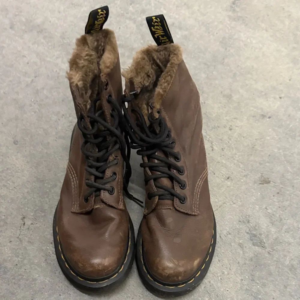 Dr. Martens Brown Leather Boots with Fur Lining